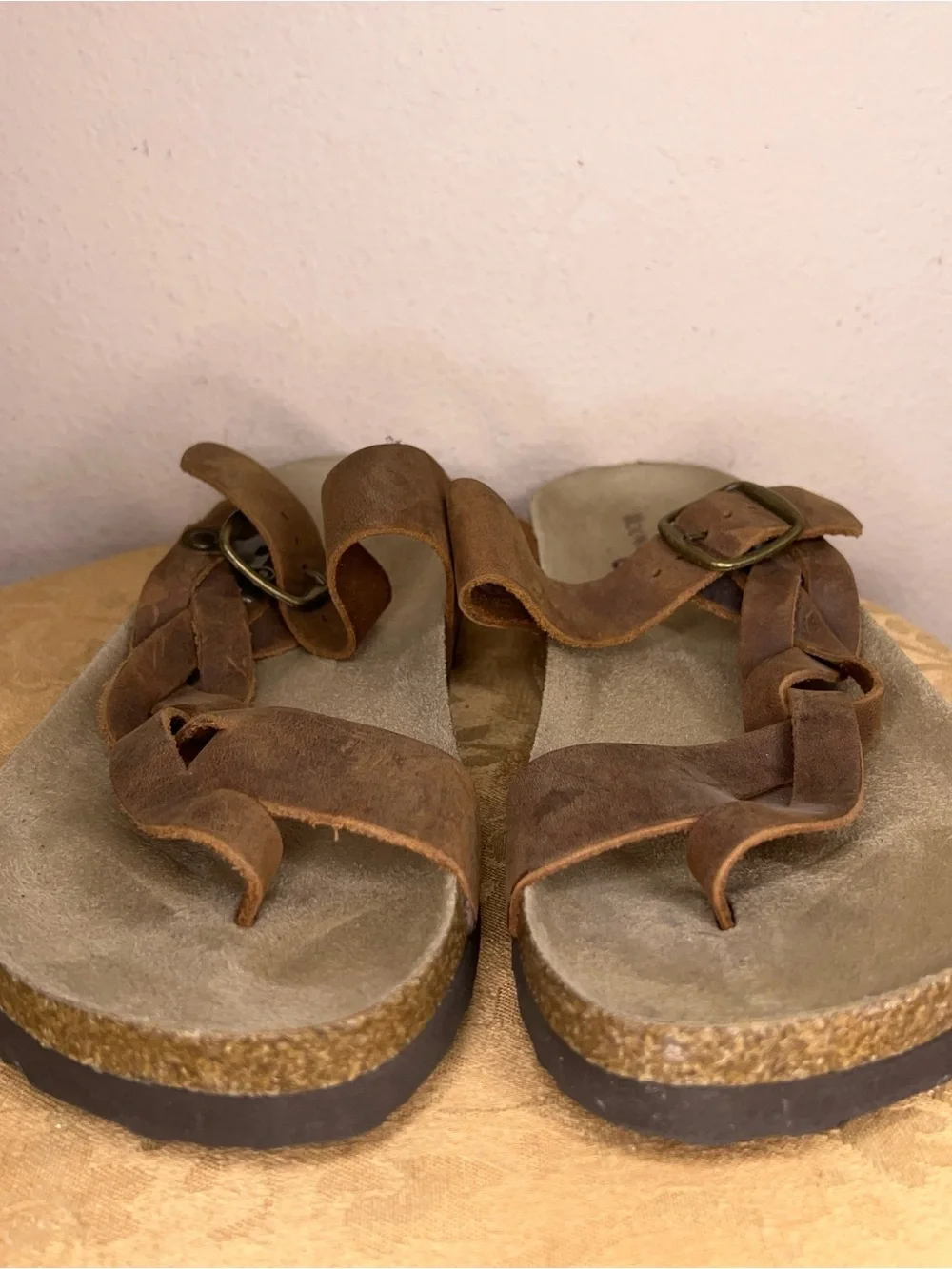 Size 8 Womens Mountain Some Brown Leather Sandals Braided Hippie Beach Boho